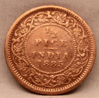 Half Pice Coin 1885 Victoria Empress Copper Coin