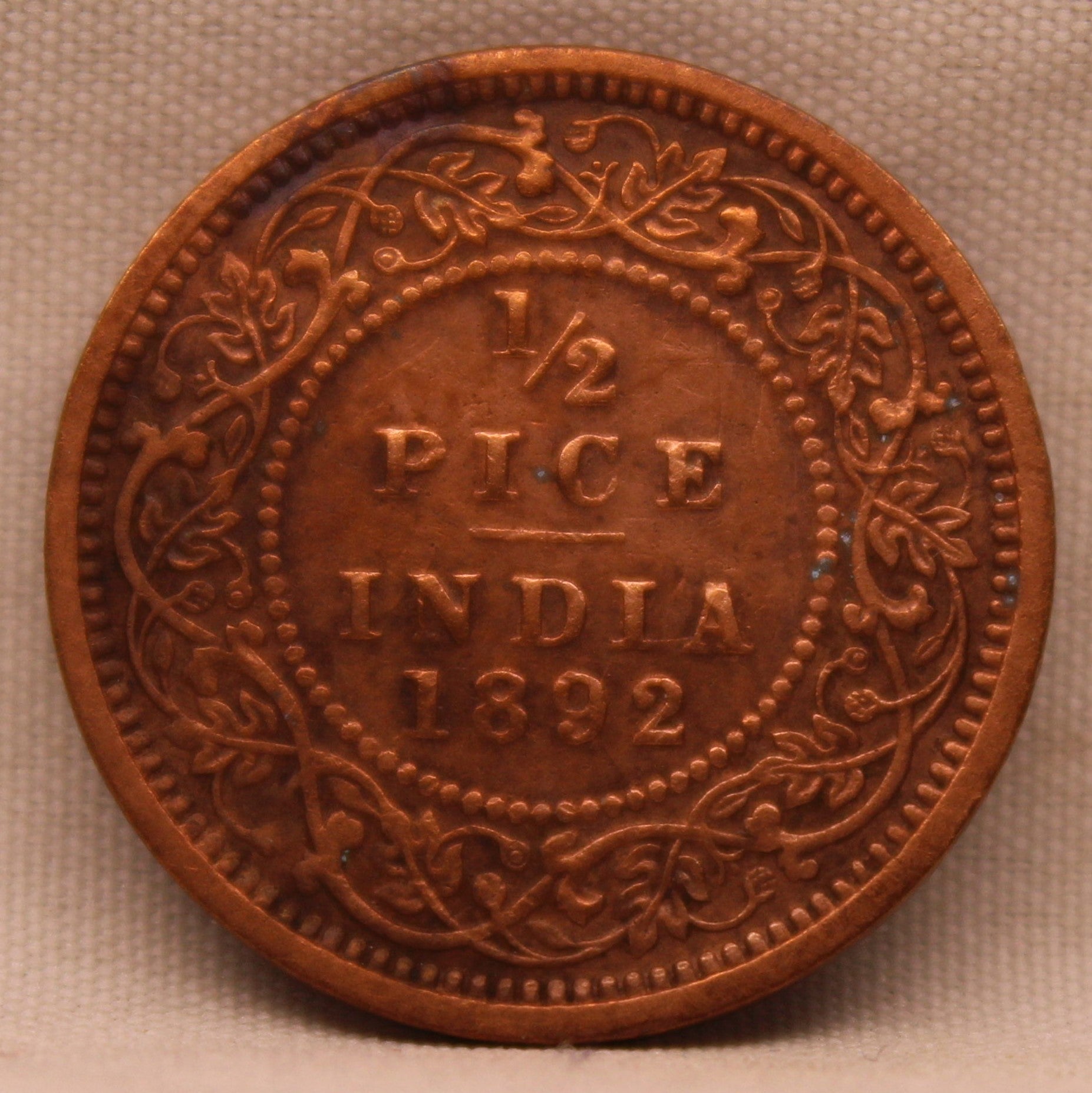 Half Pice Coin 1892 Victoria Empress Copper Coin