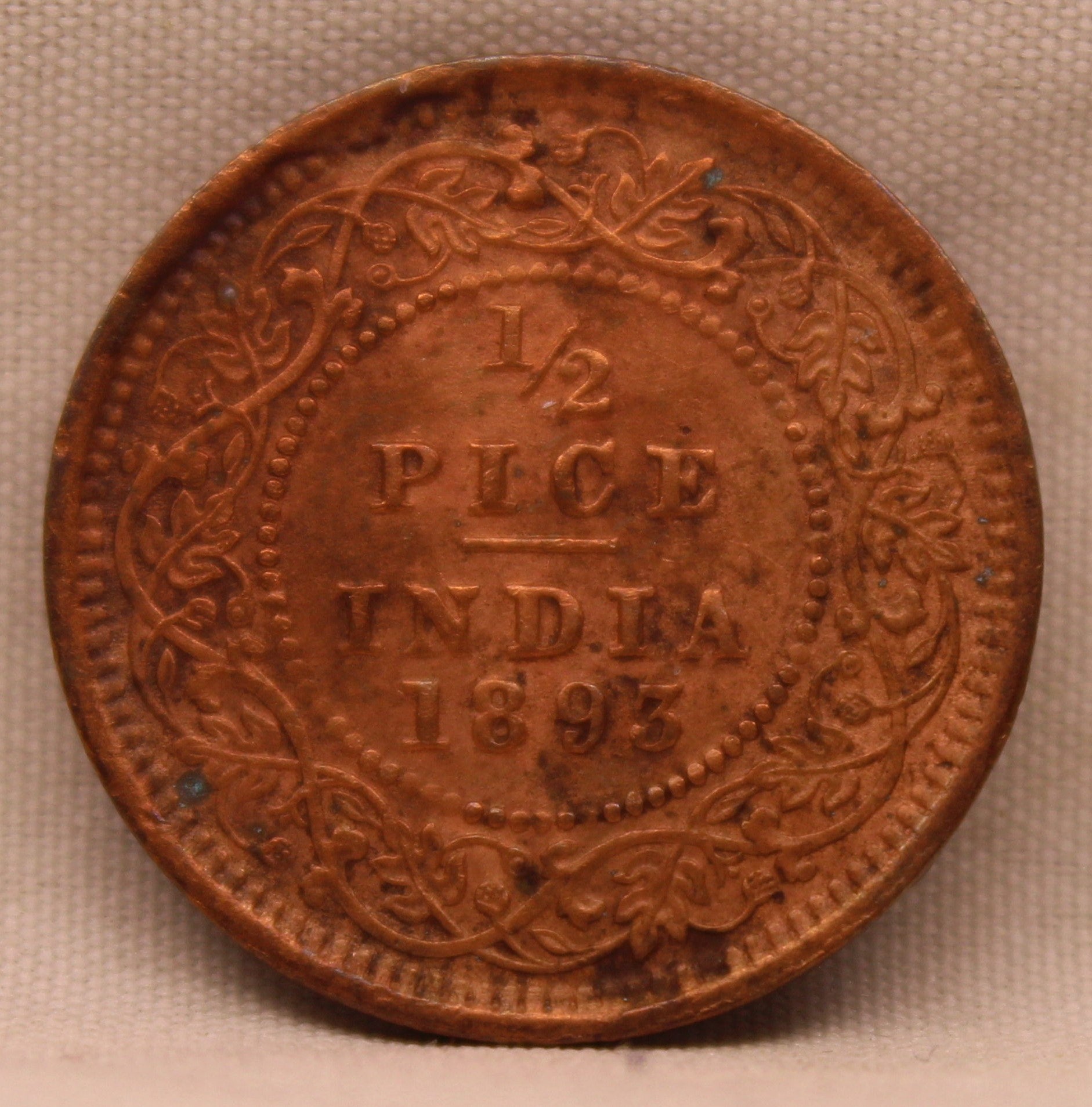 Half Pice Coin 1893 Victoria Empress Copper Coin