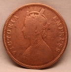 Half Anna  Coin of Victoria Empress of Calcutta Mint of 1877 Copper