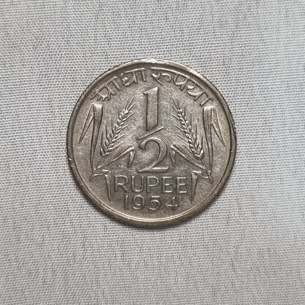 1954 Half Rupees Republic of India Coin Calcutta Mint Condition UNC