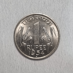 1954 1 Rupees Republic of India Coin Bombay Mint Condition UNC