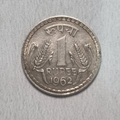 1962 1 Rupees Republic of India Coin Calcutta Mint Condition UNC