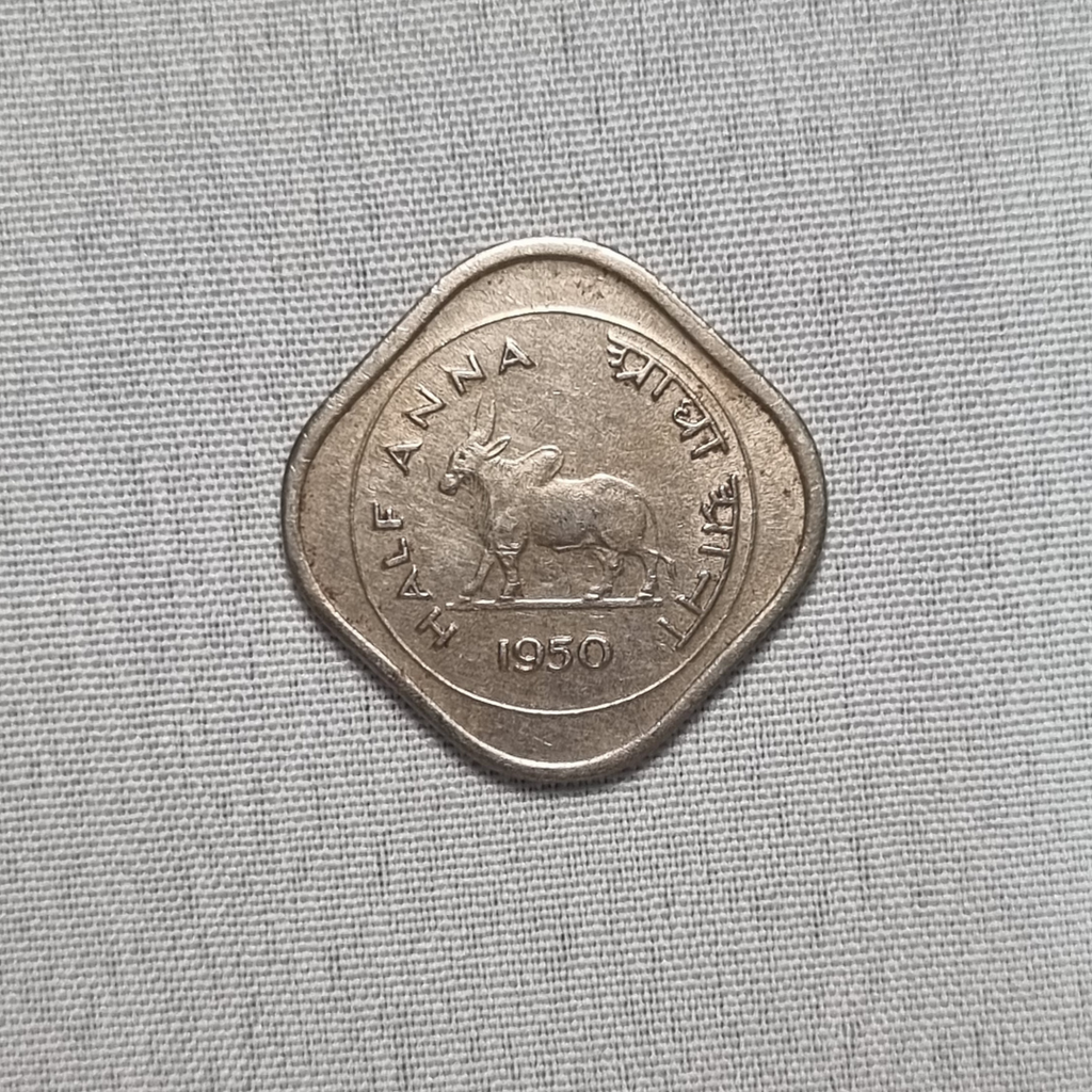 1950 Half Anna Bull Coin Bombay Mint Condition UNC