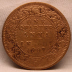 Quarter Anna 1907 Edward VII Bronze Coins