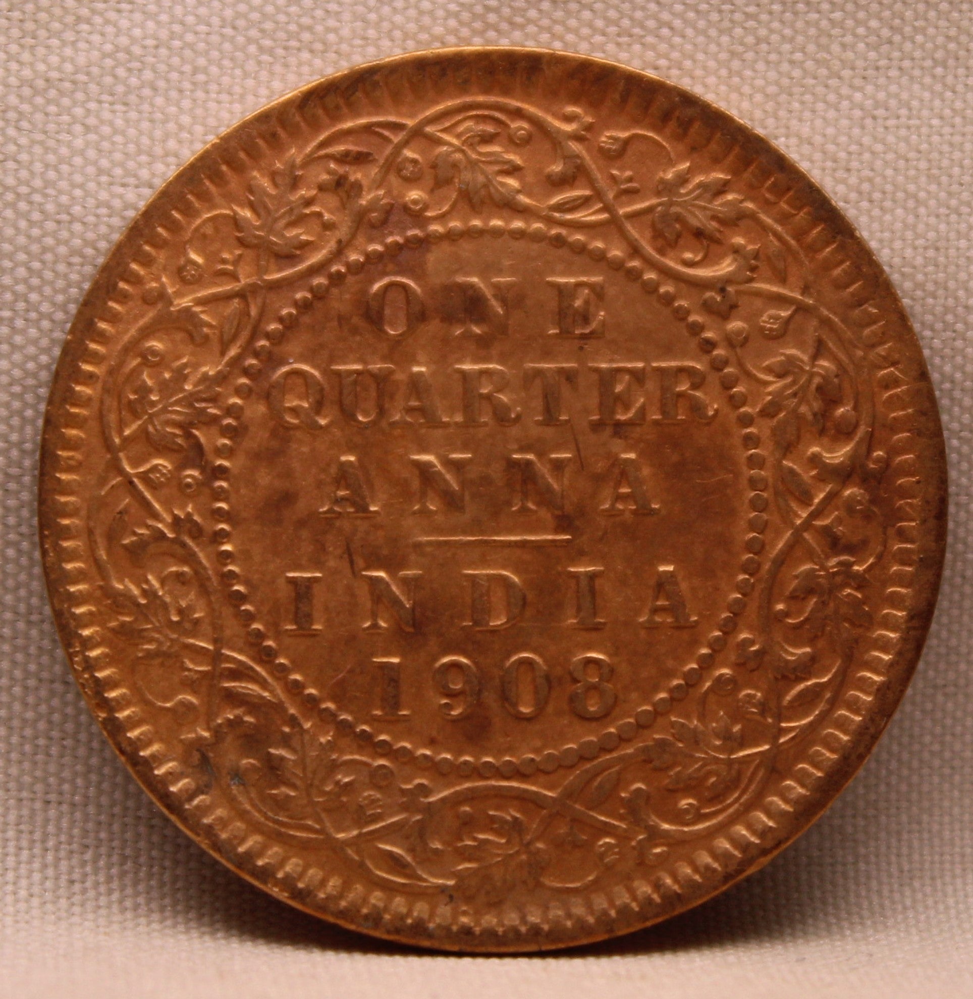 Quarter Anna 1908 Edward VII Bronze Coins