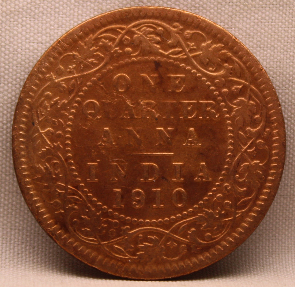 Quarter Anna 1910 Edward VII Bronze Coins