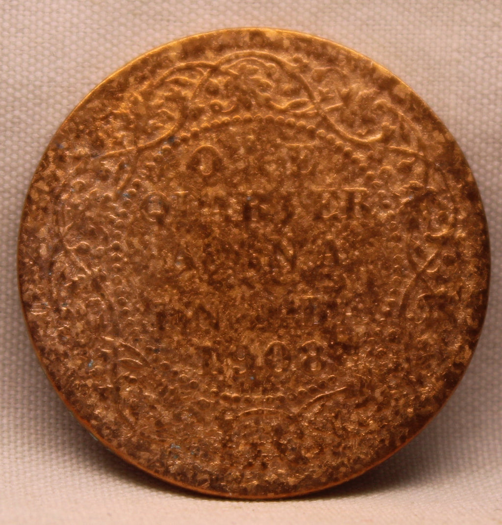 Quarter Anna 1908 Edward VII Bronze Coins
