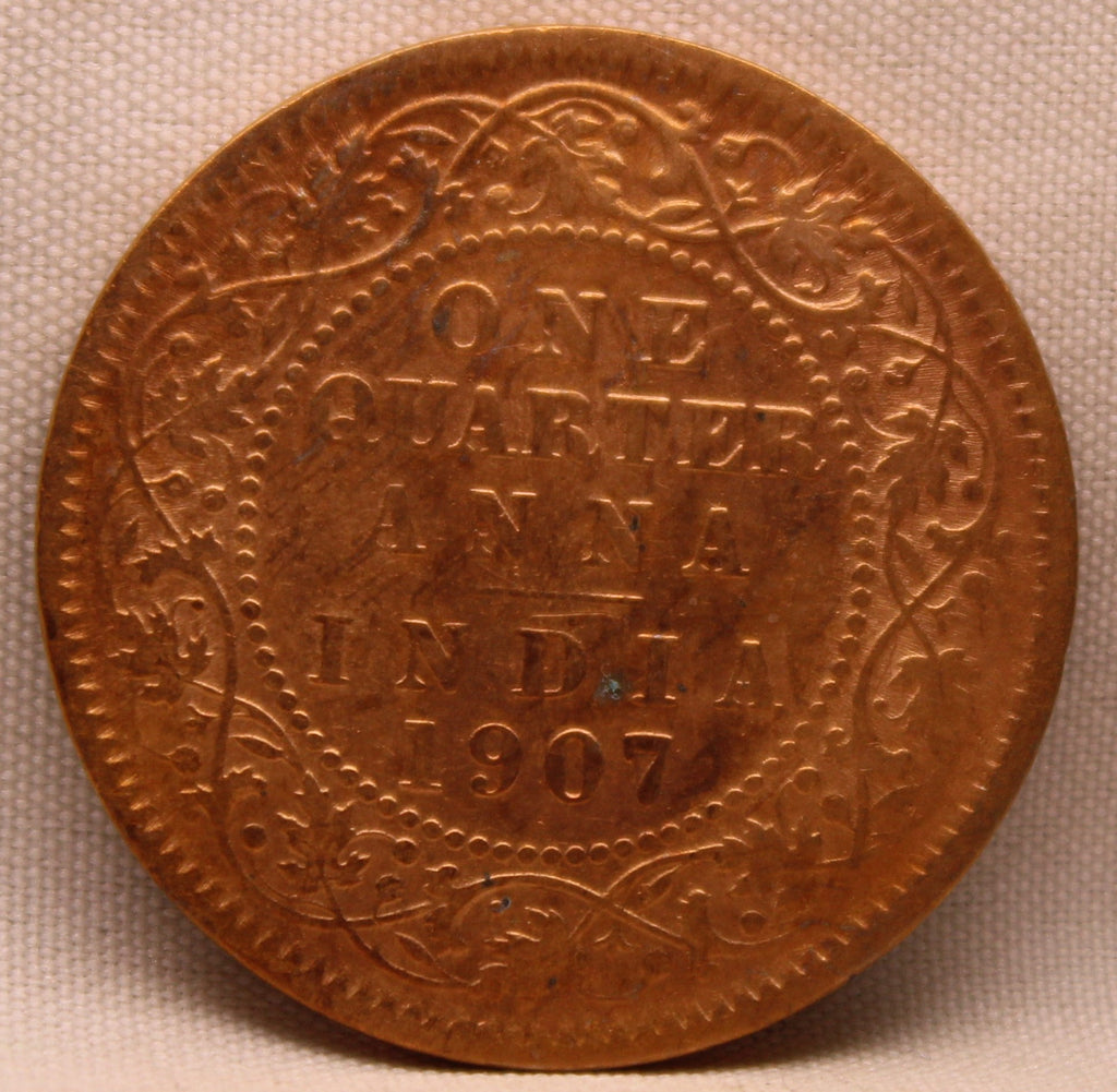Quarter Anna 1907 Edward VII Bronze Coins