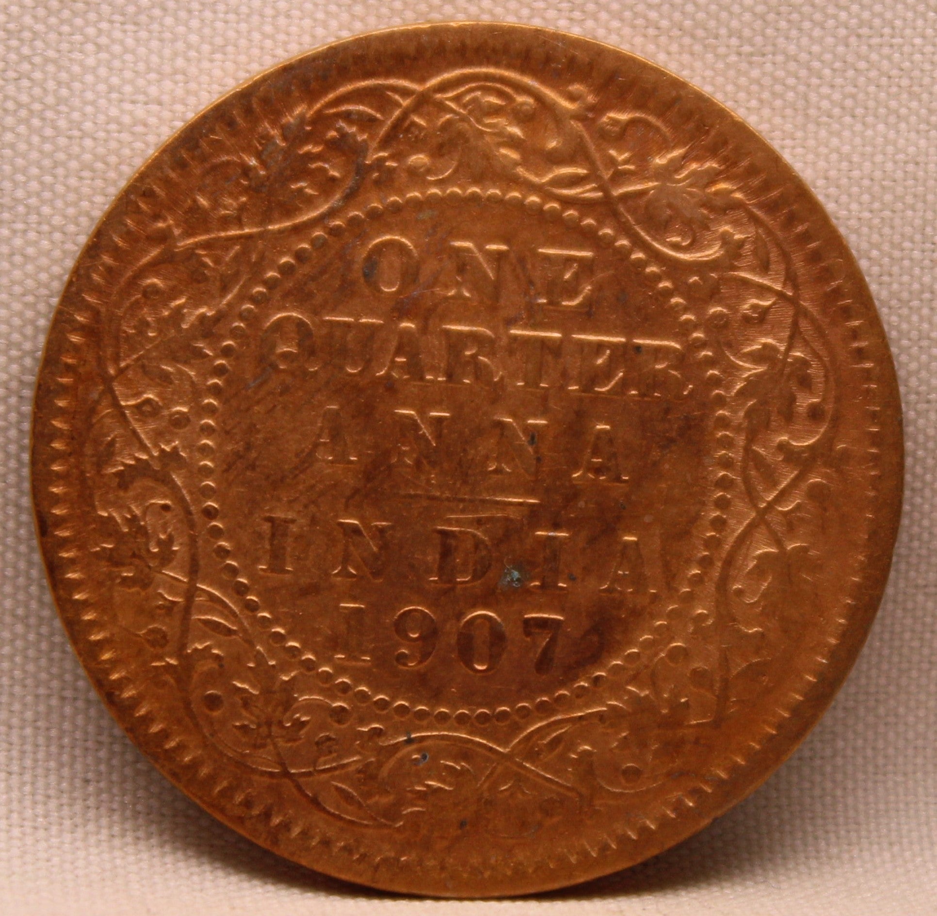 Quarter Anna 1907 Edward VII Bronze Coins