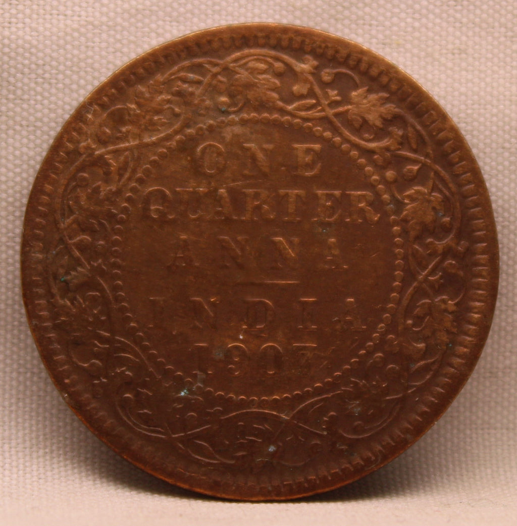 Quarter Anna 1907 Edward VII Bronze Coins
