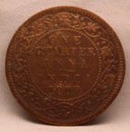 Quarter Anna 1907 Edward VII Bronze Coins