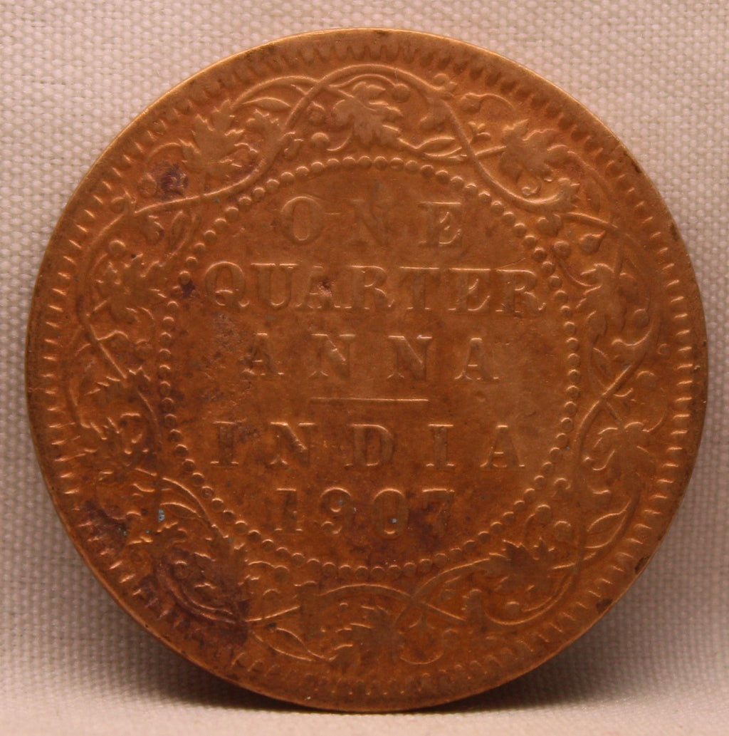 Quarter Anna 1907 Edward VII Bronze Coins