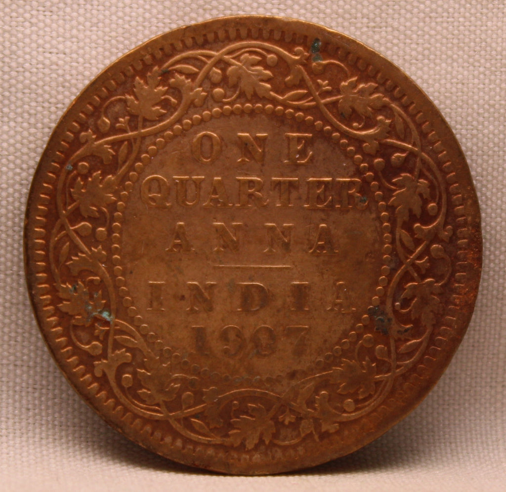 Quarter Anna 1907 Edward VII Bronze Coins