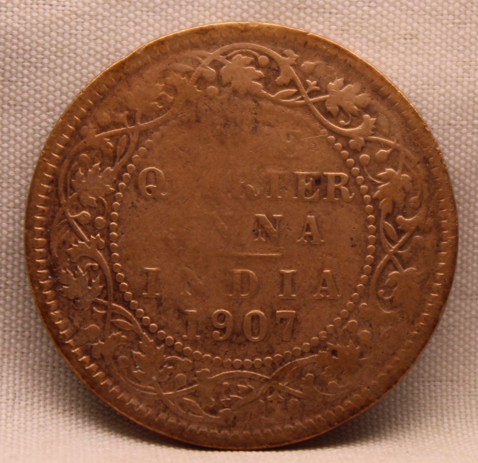 Quarter Anna 1907 Edward VII Bronze Coins