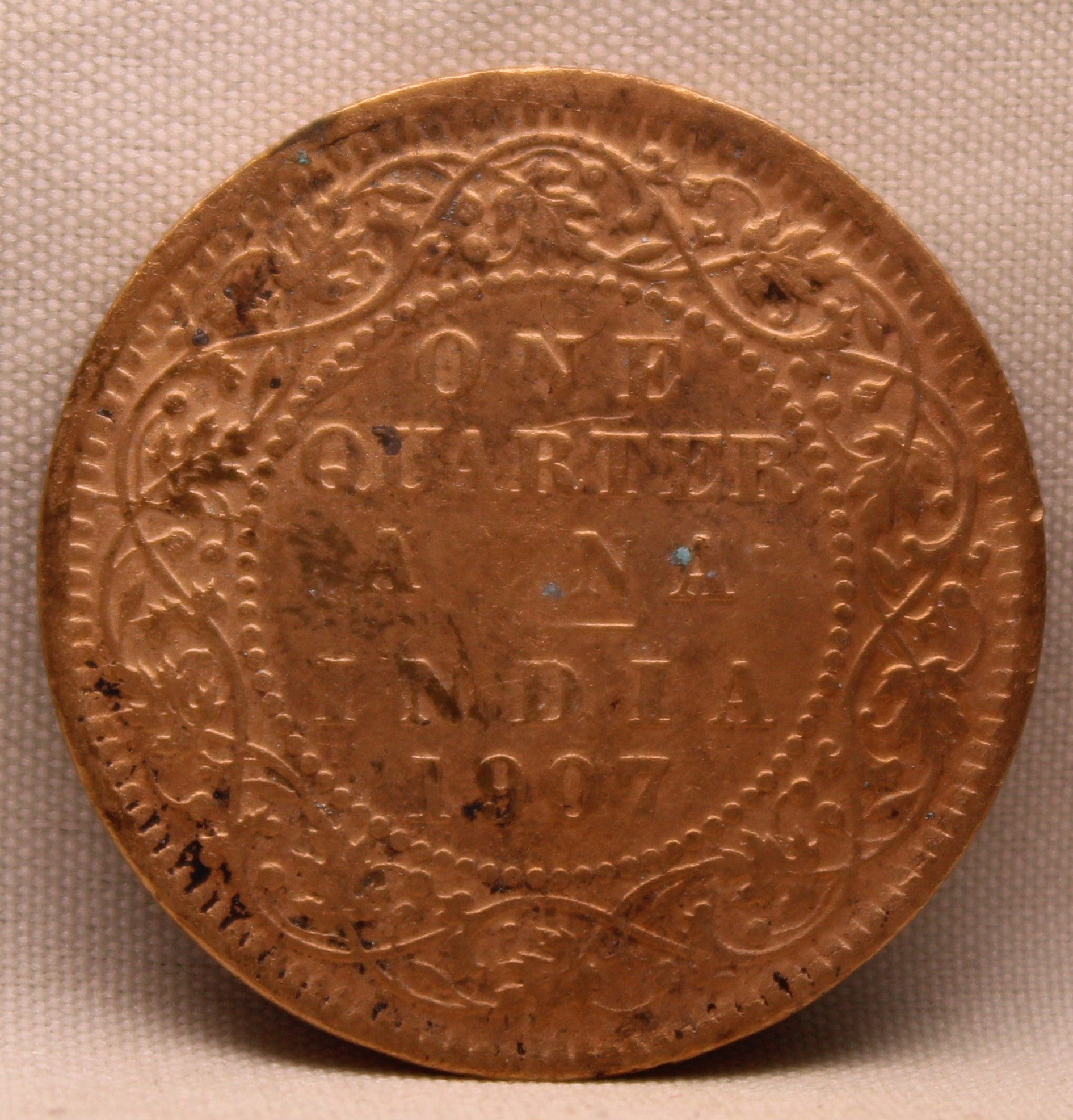 Quarter Anna 1907 Edward VII Bronze Coins