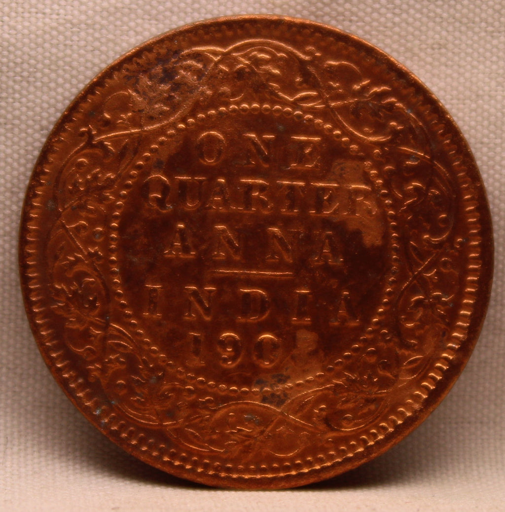 Quarter Anna 1907 Edward VII Bronze Coins