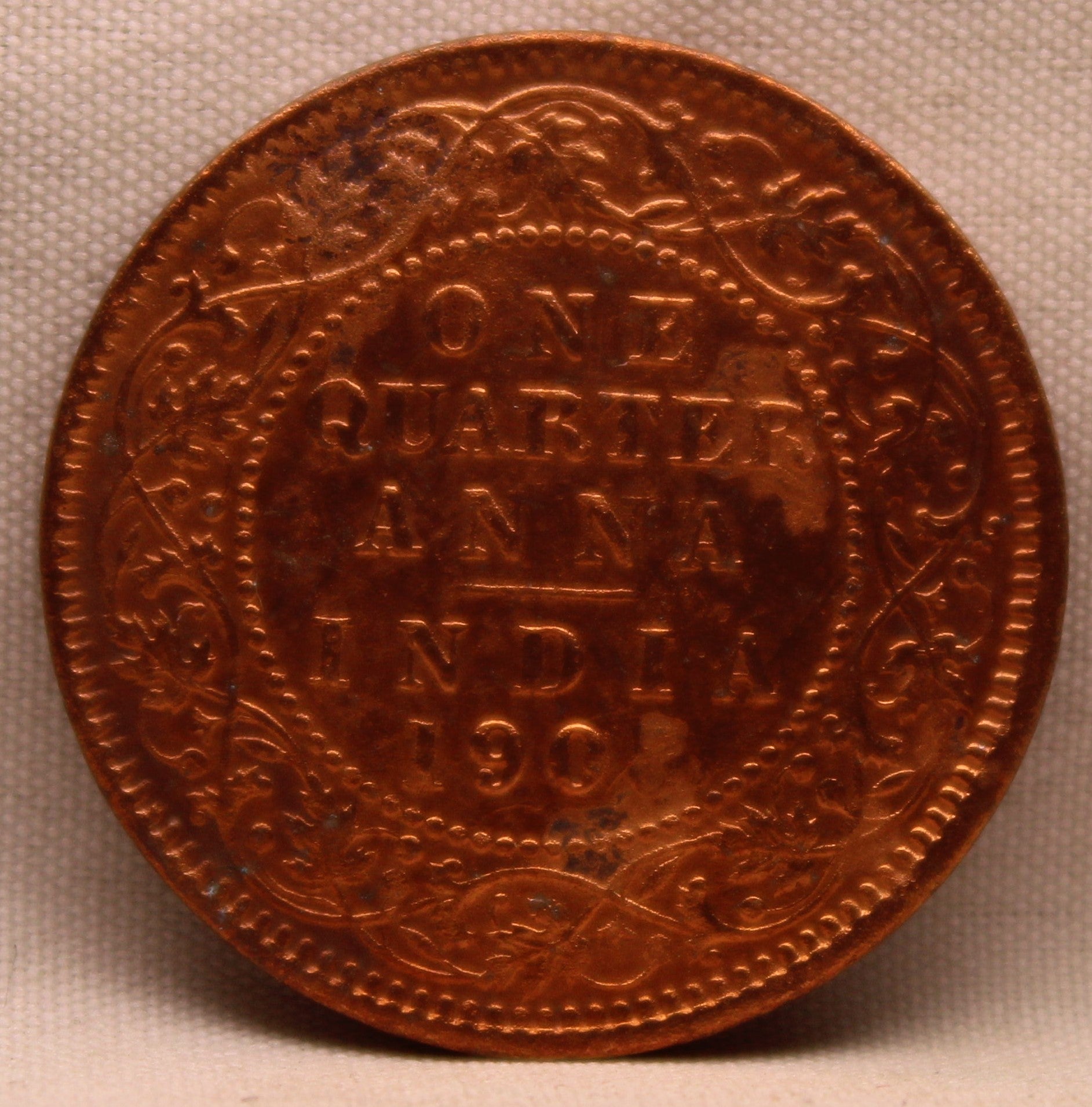 Quarter Anna 1907 Edward VII Bronze Coins