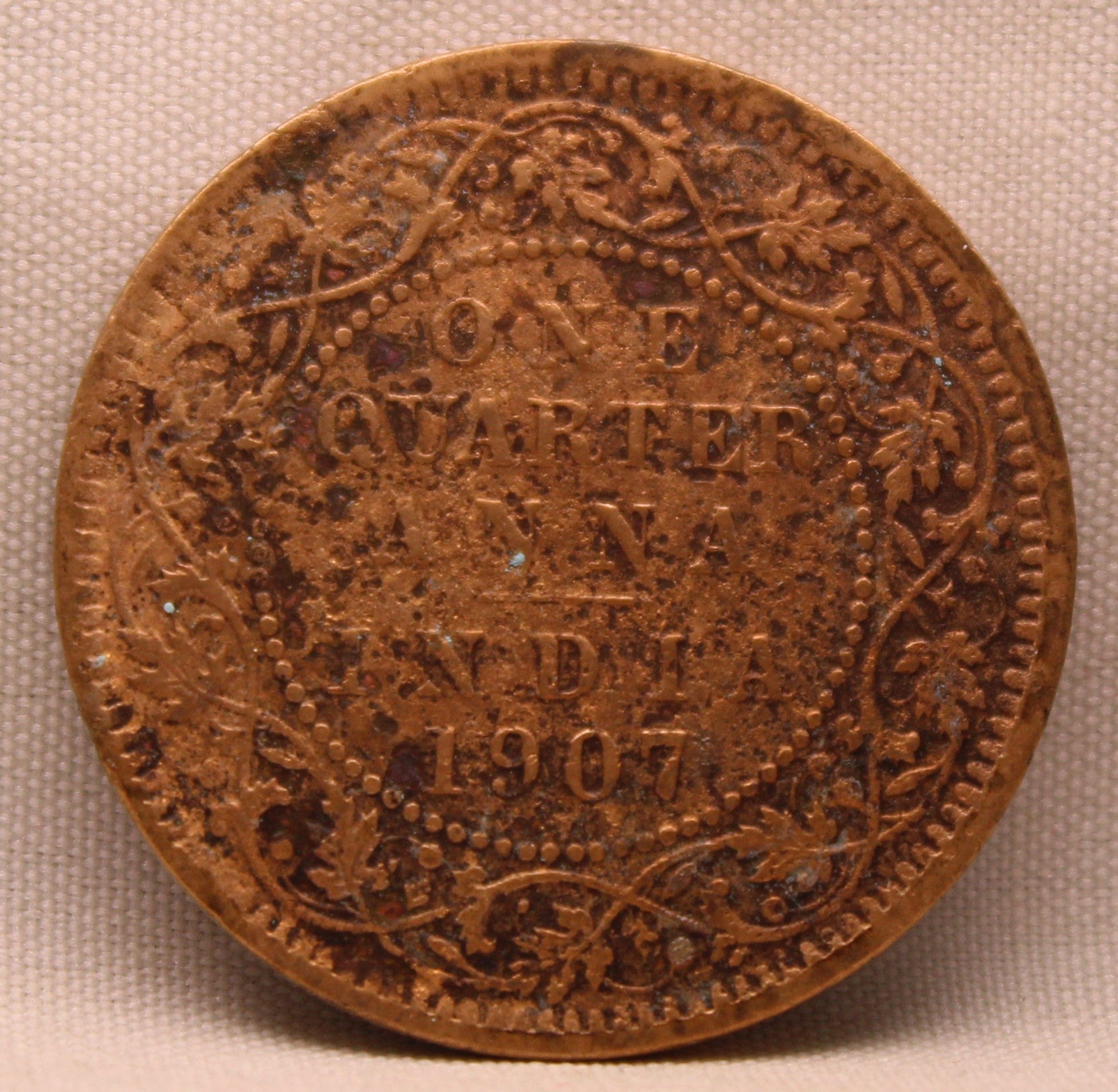 Quarter Anna 1907 Edward VII Bronze Coins