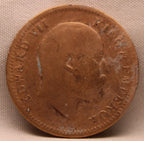 Quarter Anna 1907 Edward VII Bronze Coins