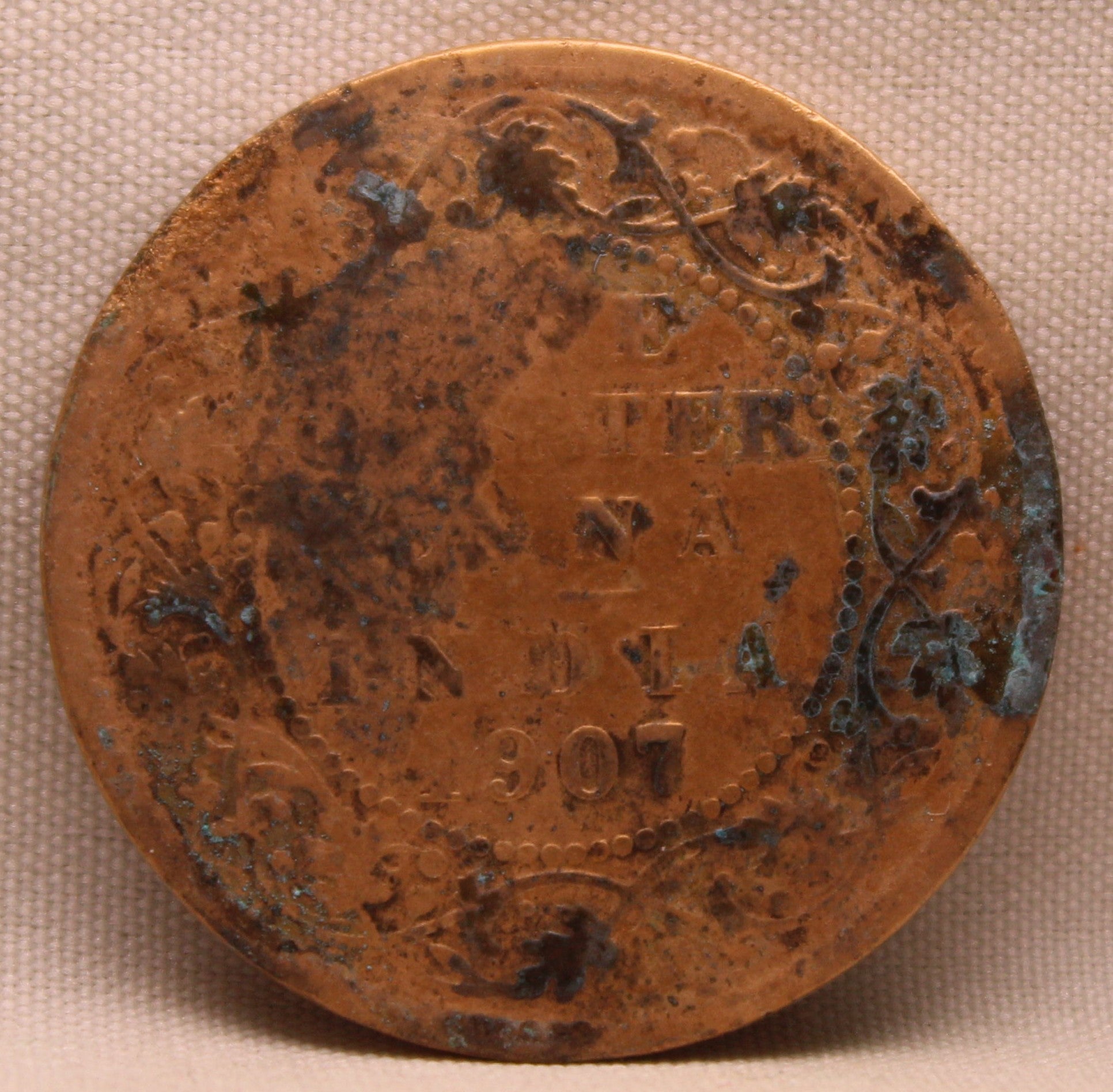 Quarter Anna 1907 Edward VII Bronze Coins
