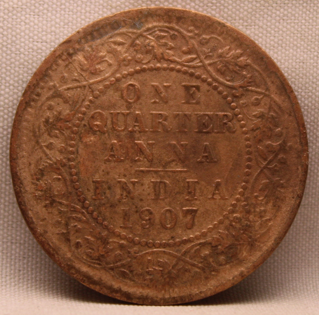 Quarter Anna 1907 Edward VII Bronze Coins