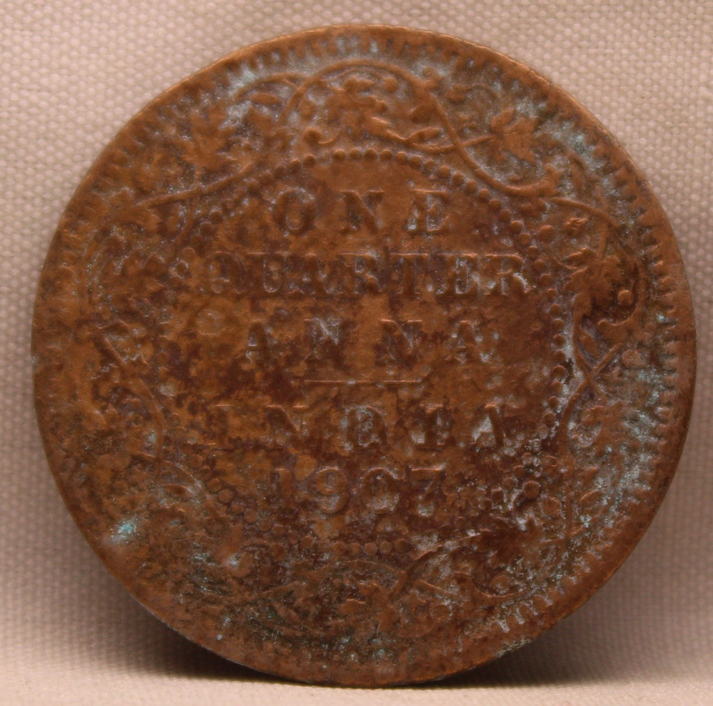 Quarter Anna 1907 Edward VII Bronze Coins