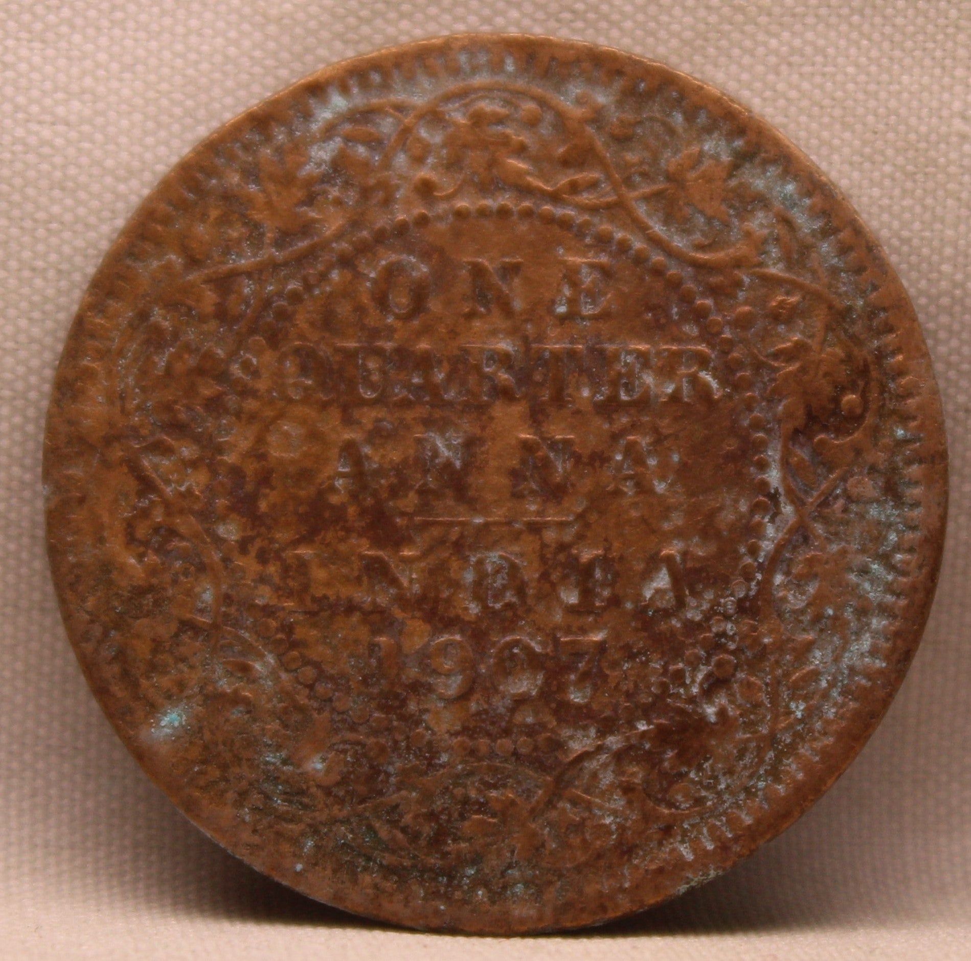 Quarter Anna 1907 Edward VII Bronze Coins