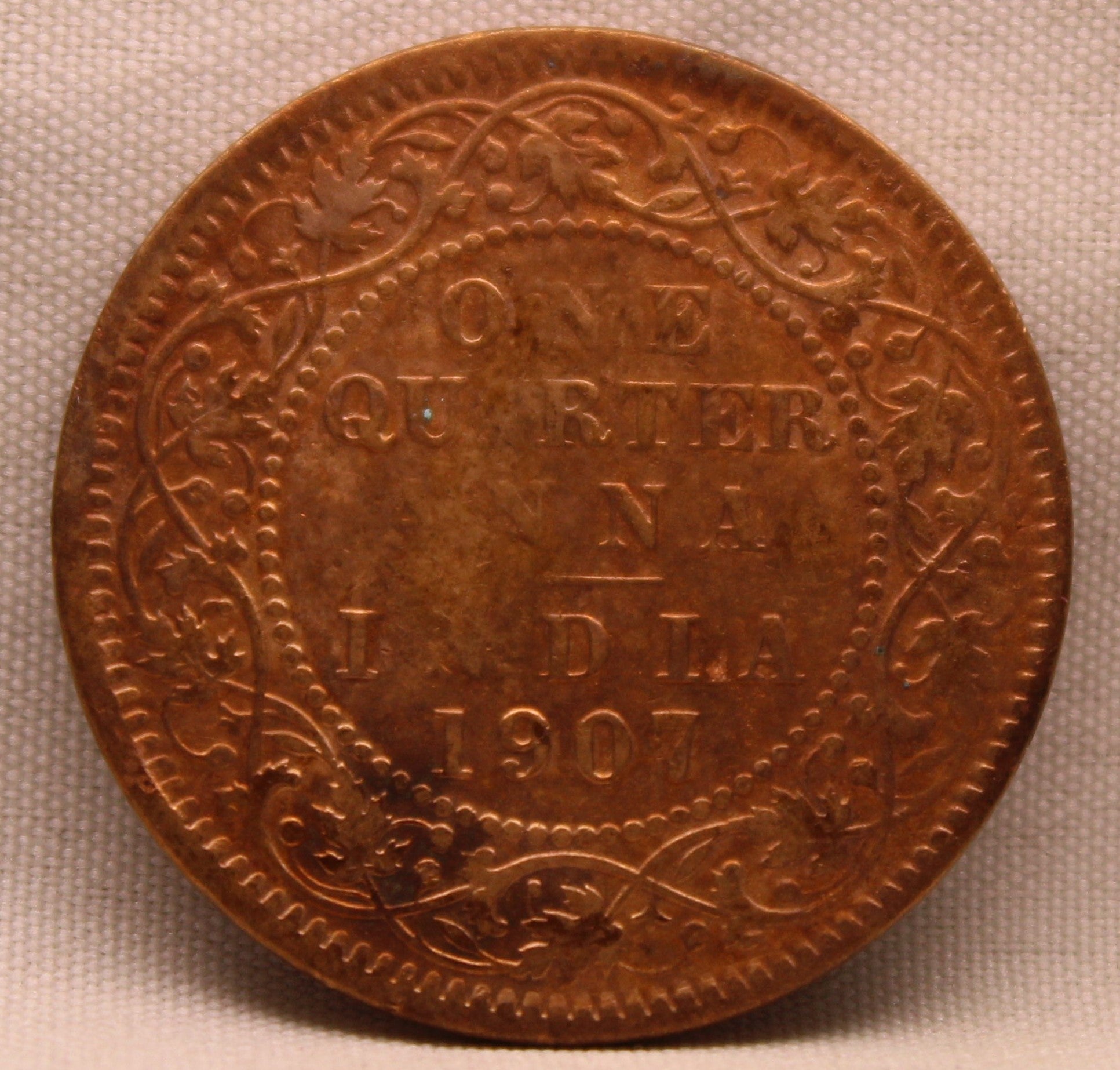 Quarter Anna 1907 Edward VII Bronze Coins