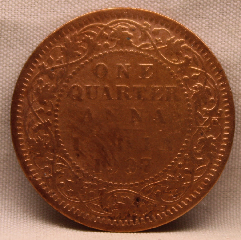 Quarter Anna 1907 Edward VII Bronze Coins