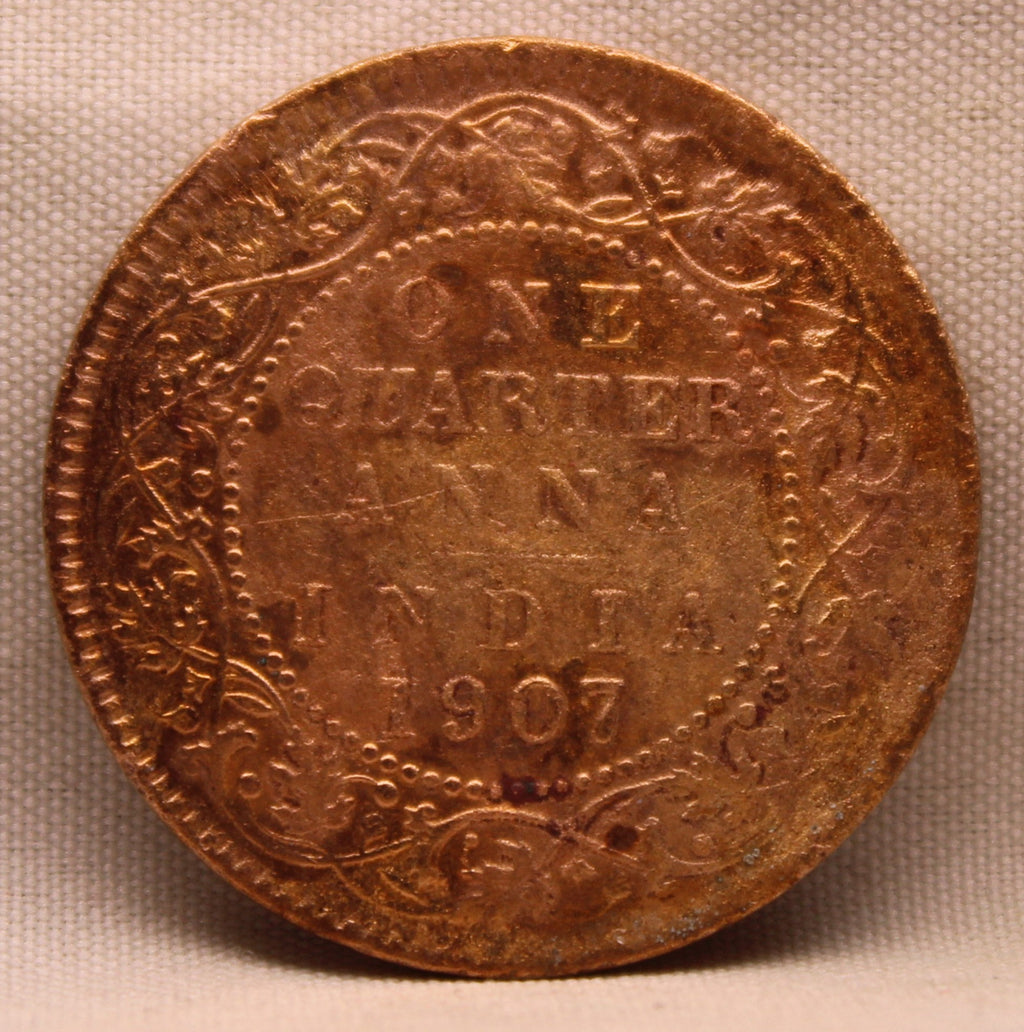 Quarter Anna 1907 Edward VII Bronze Coins