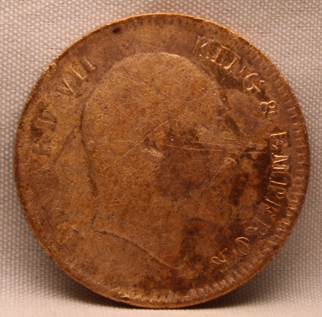 Quarter Anna 1907 Edward VII Bronze Coins