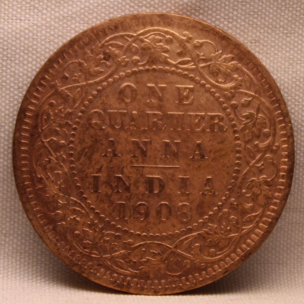 Quarter Anna 1908 Edward VII Bronze Coins