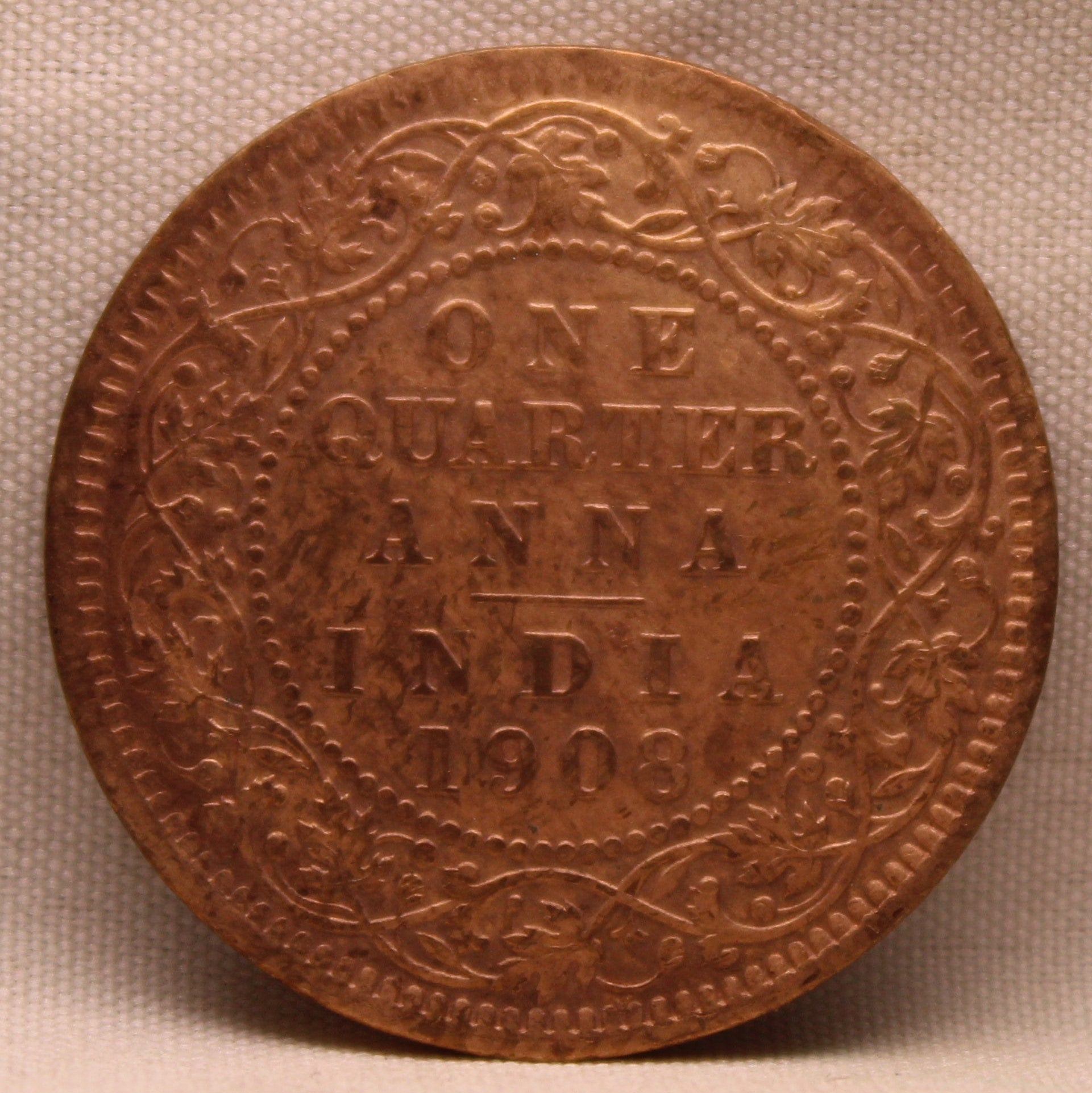 Quarter Anna 1908 Edward VII Bronze Coins