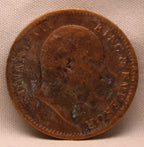 Quarter Anna 1908 Edward VII Bronze Coins