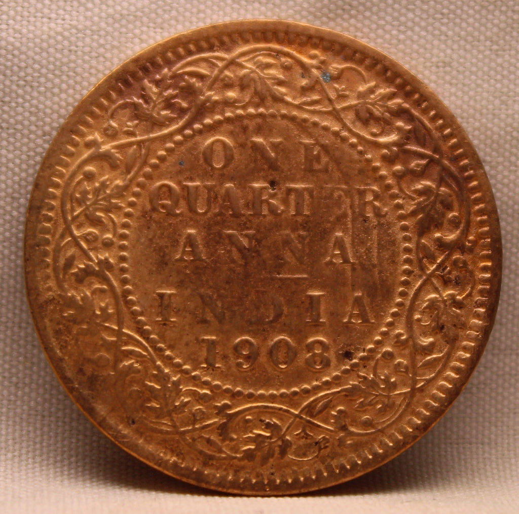 Quarter Anna 1908 Edward VII Bronze Coins