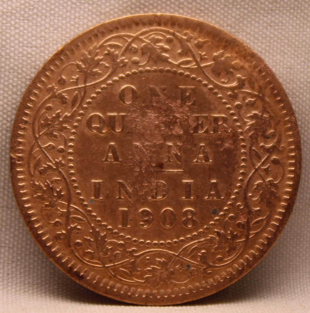 Quarter Anna 1908 Edward VII Bronze Coins