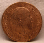Quarter Anna 1908 Edward VII Bronze Coins