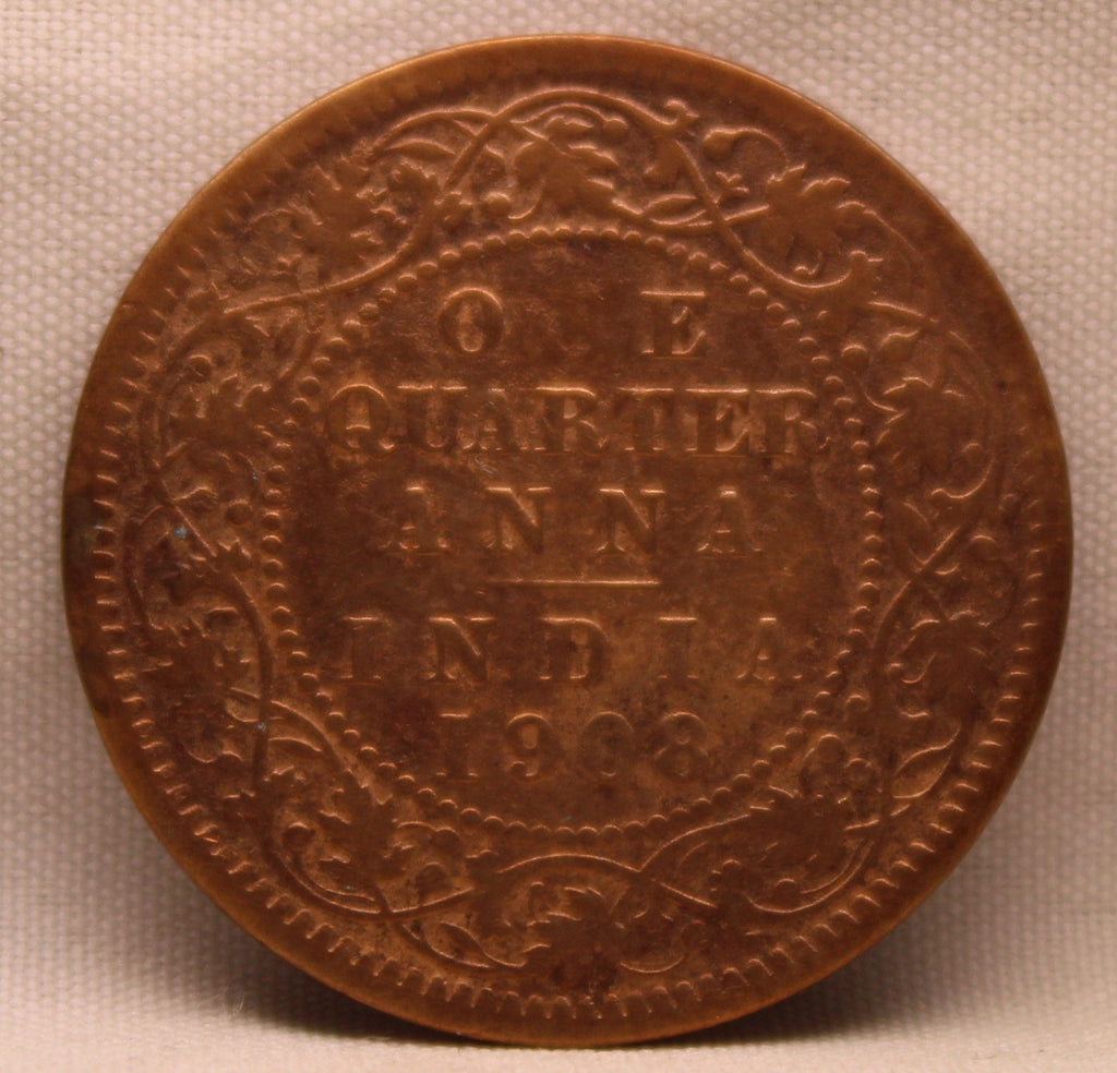 Quarter Anna 1908 Edward VII Bronze Coins