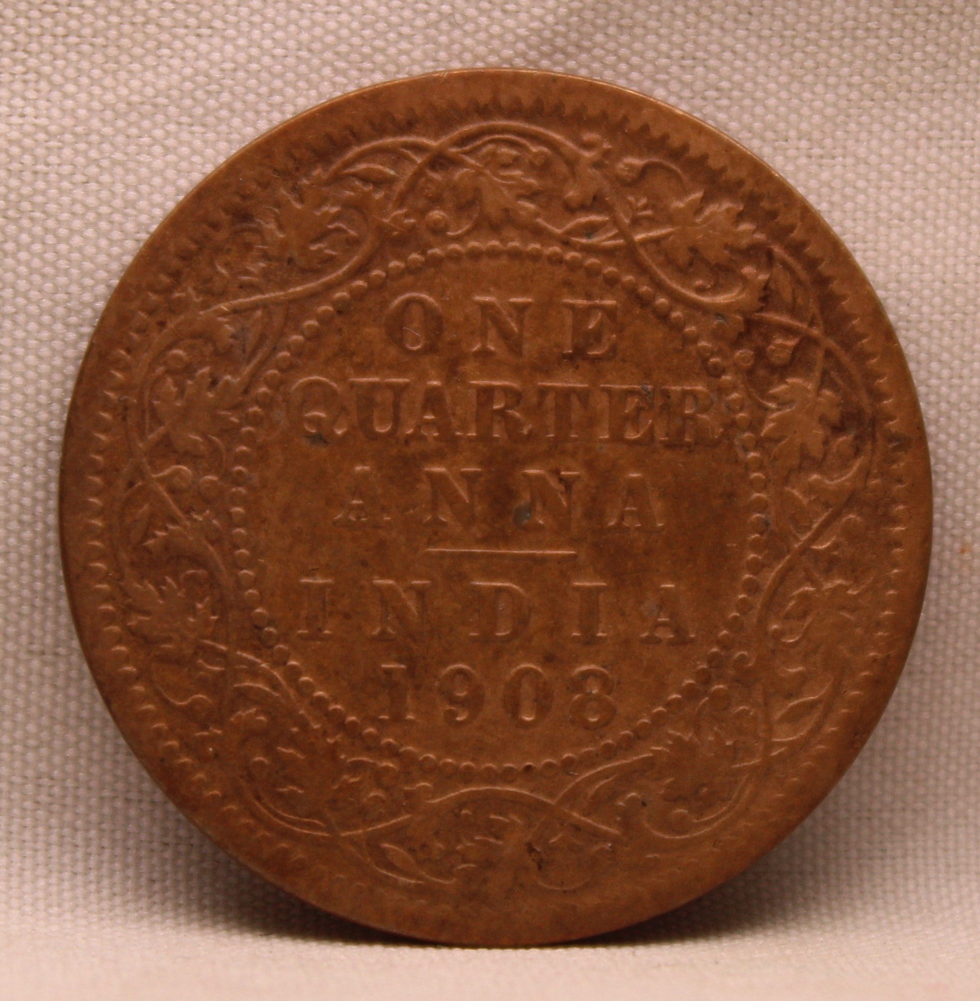 Quarter Anna 1908 Edward VII Bronze Coins