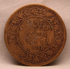 Quarter Anna 1908 Edward VII Bronze Coins