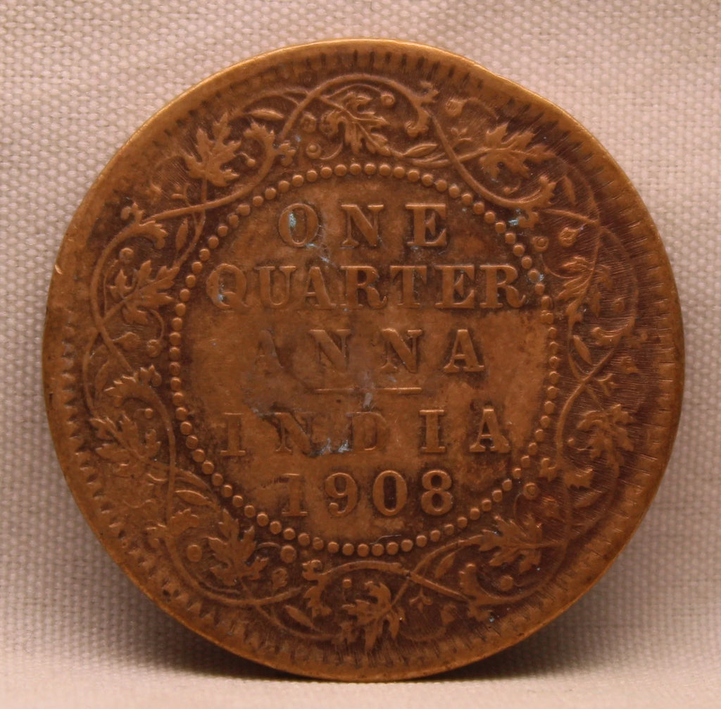Quarter Anna 1908 Edward VII Bronze Coins