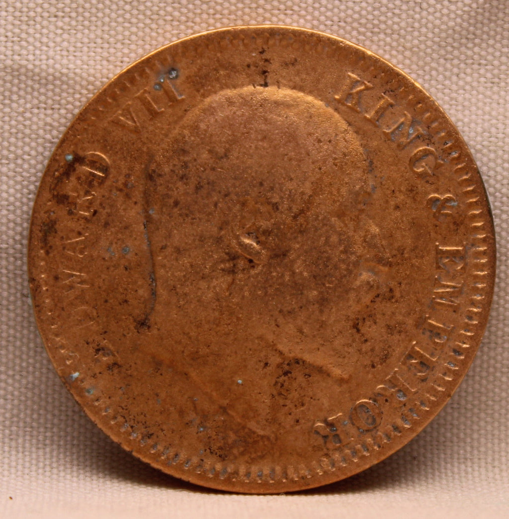 Quarter Anna 1908 Edward VII Bronze Coins
