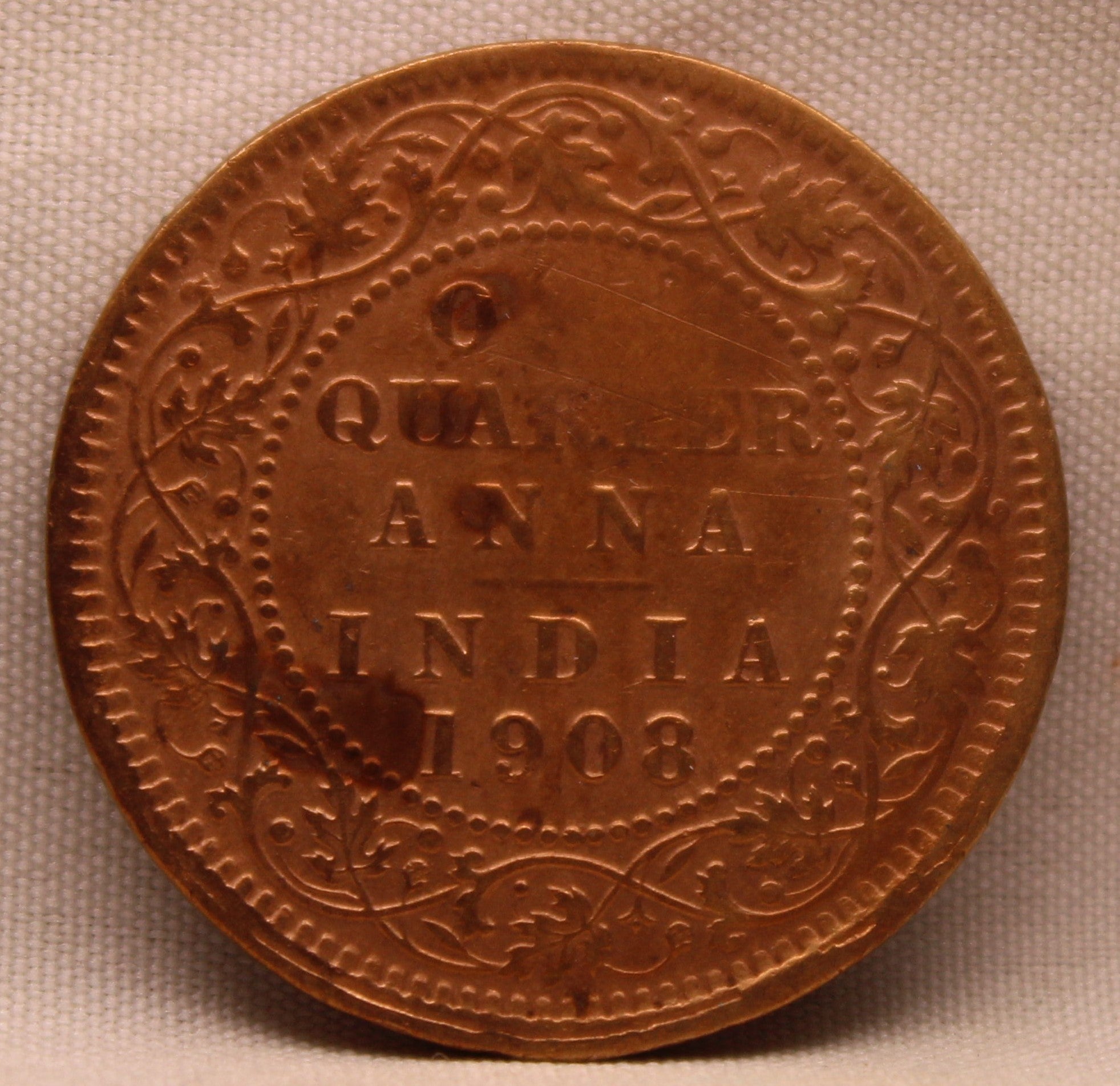 Quarter Anna 1908 Edward VII Bronze Coins
