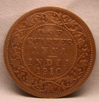 Quarter Anna 1910 Edward VII Bronze Coins