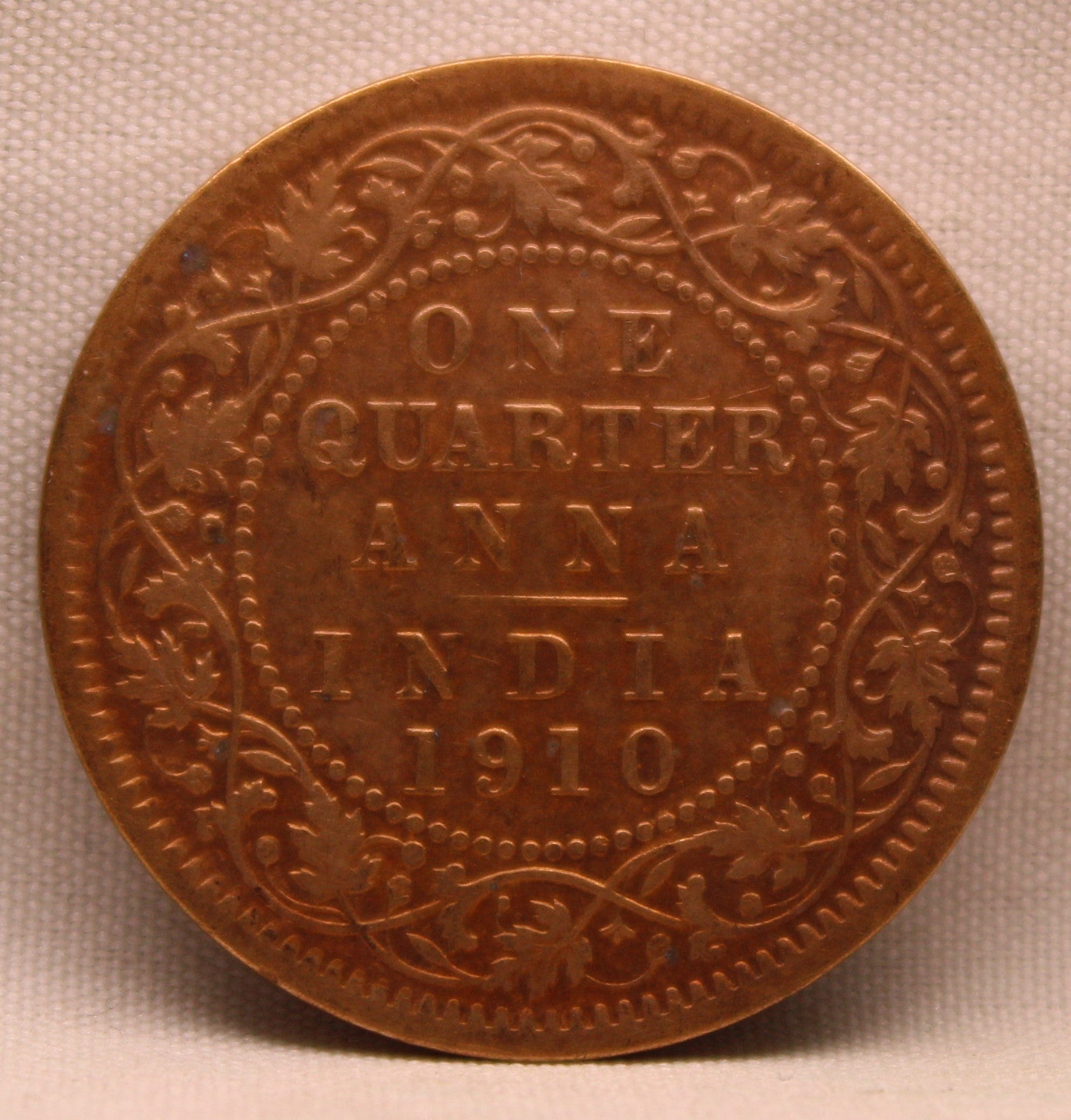 Quarter Anna 1910 Edward VII Bronze Coins