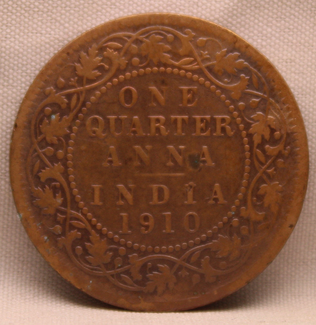 Quarter Anna 1910 Edward VII Bronze Coins