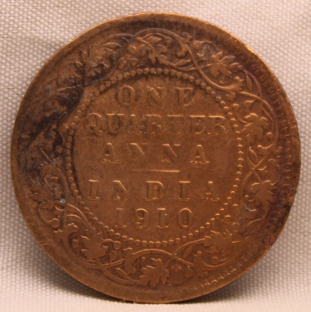 Quarter Anna 1910 Edward VII Bronze Coins