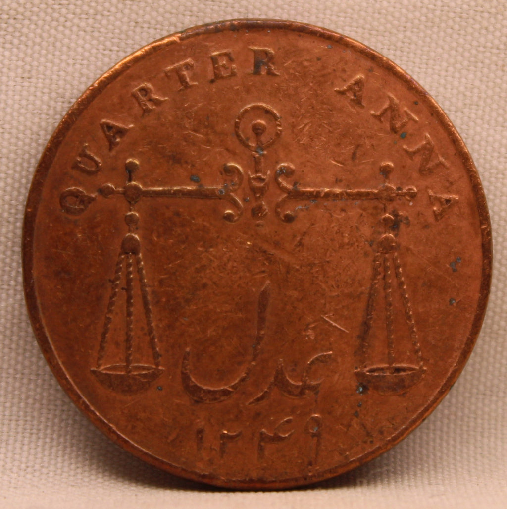Quarter Anna 1833 India-British BOMBAY