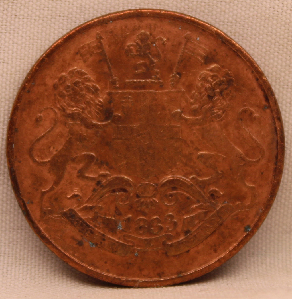 Quarter Anna 1833 India-British BOMBAY